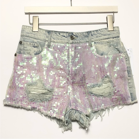 Sunset + Spring mermaid sequin shorts, sz 27 NWT. Runs slightly small - Picture 2 of 8
